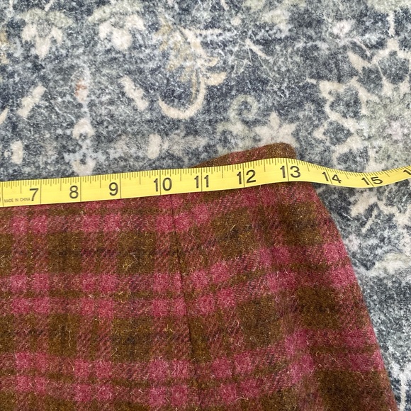 Vintage Pendleton 70s a-line pink green brown plaid knee-length skirt size XS/S - Picture 6 of 6